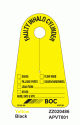 PVC Yellow Faulty Inhalo Cylinder Tag