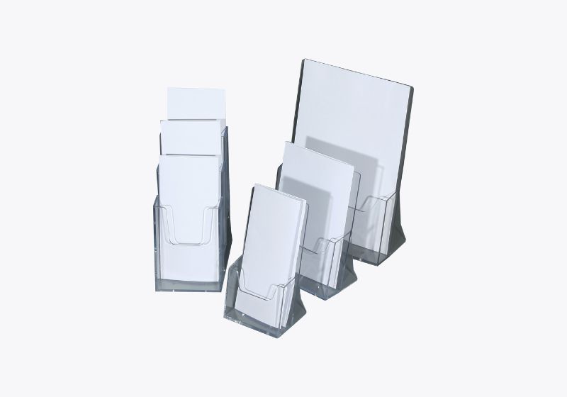 Transparent display stand for various brochures